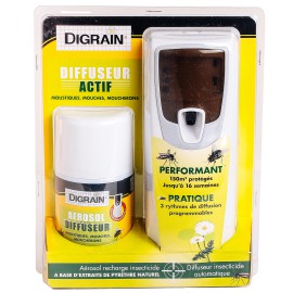 Pack Diffuseur + Aérosol Digrain  - Anti Mouche, moustique, moucheron...