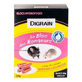 Produit foudroyant anti-rats et souris Digrain Le Bloc des Rongeurs (240gr) - Raticide & souricide