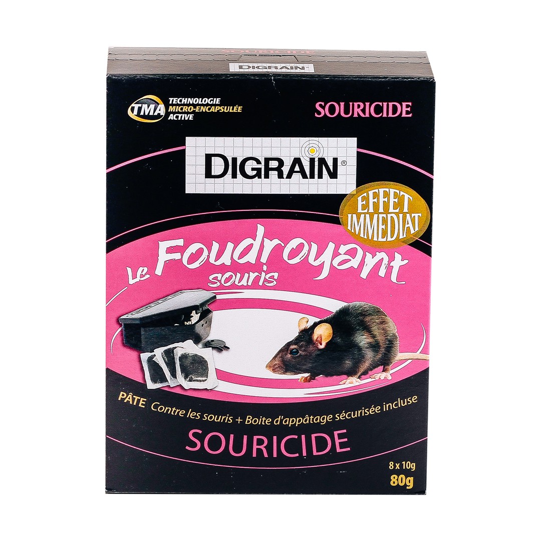 Souricide Pâte avec Boîte - Digrain Le Foudroyant - Eradicateur